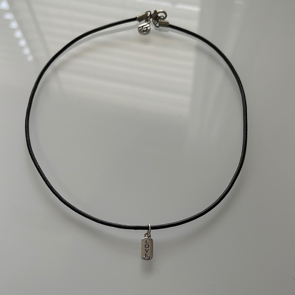 Tiffany Jazelle black leather cord reversible choker necklace